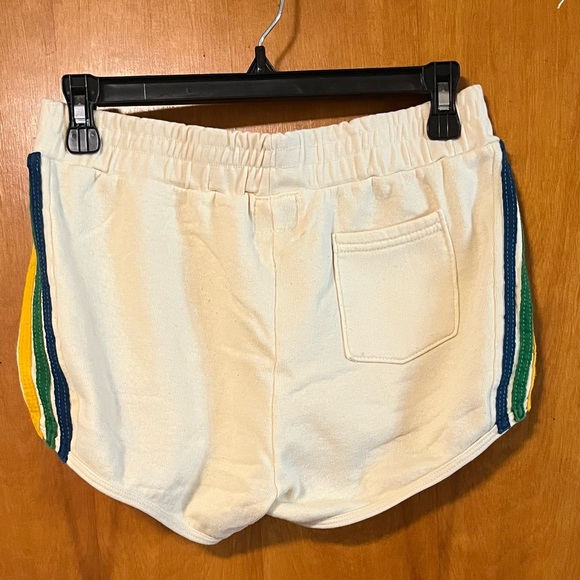 Aviator Nation 5 stripe Cream Shorts with Rainbow Stripes - Picture 5 of 7